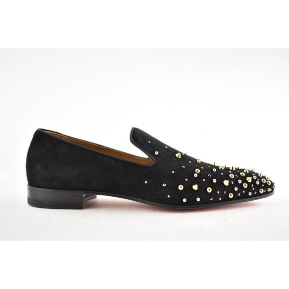 Christian Louboutin Mens Milkylion Flat Black Suede Gold Spike Dress Loafer 40 7 main image 6